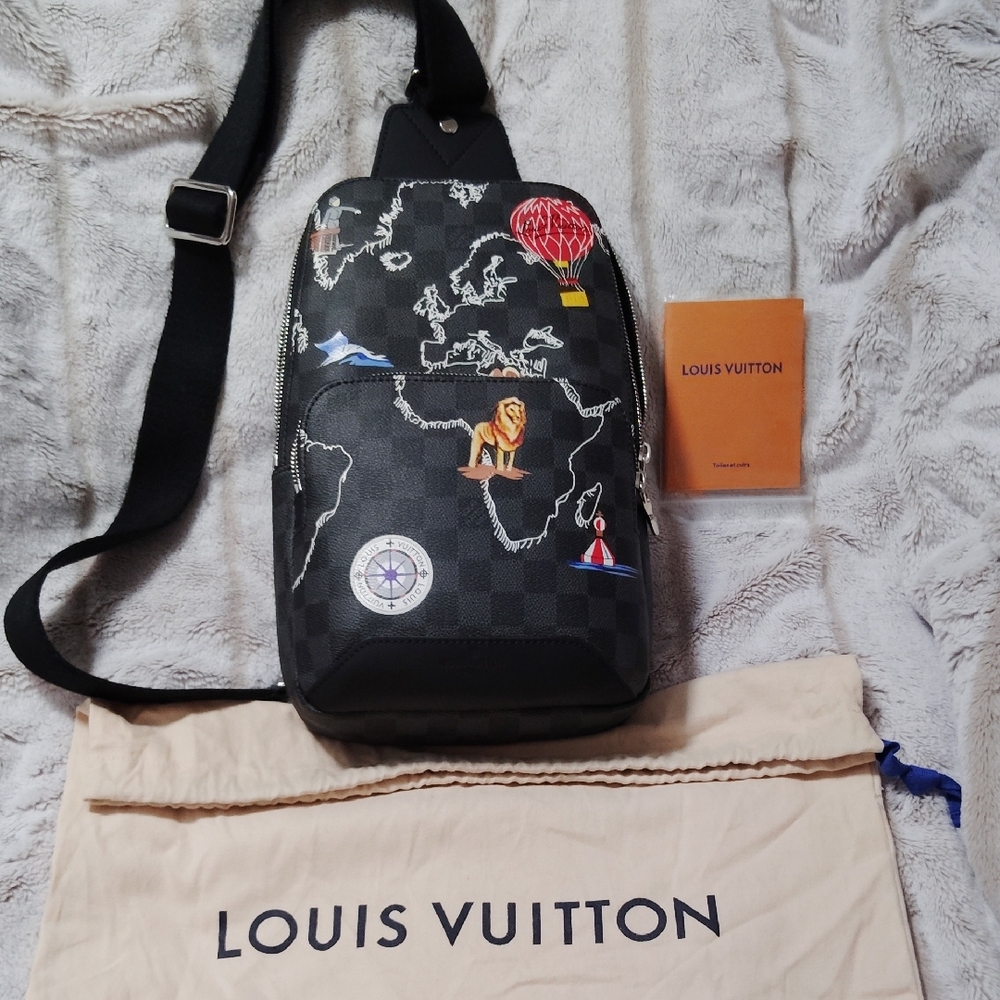 Louis Vuitton Black Belt Bag with Adjustable Strap and Playful Print